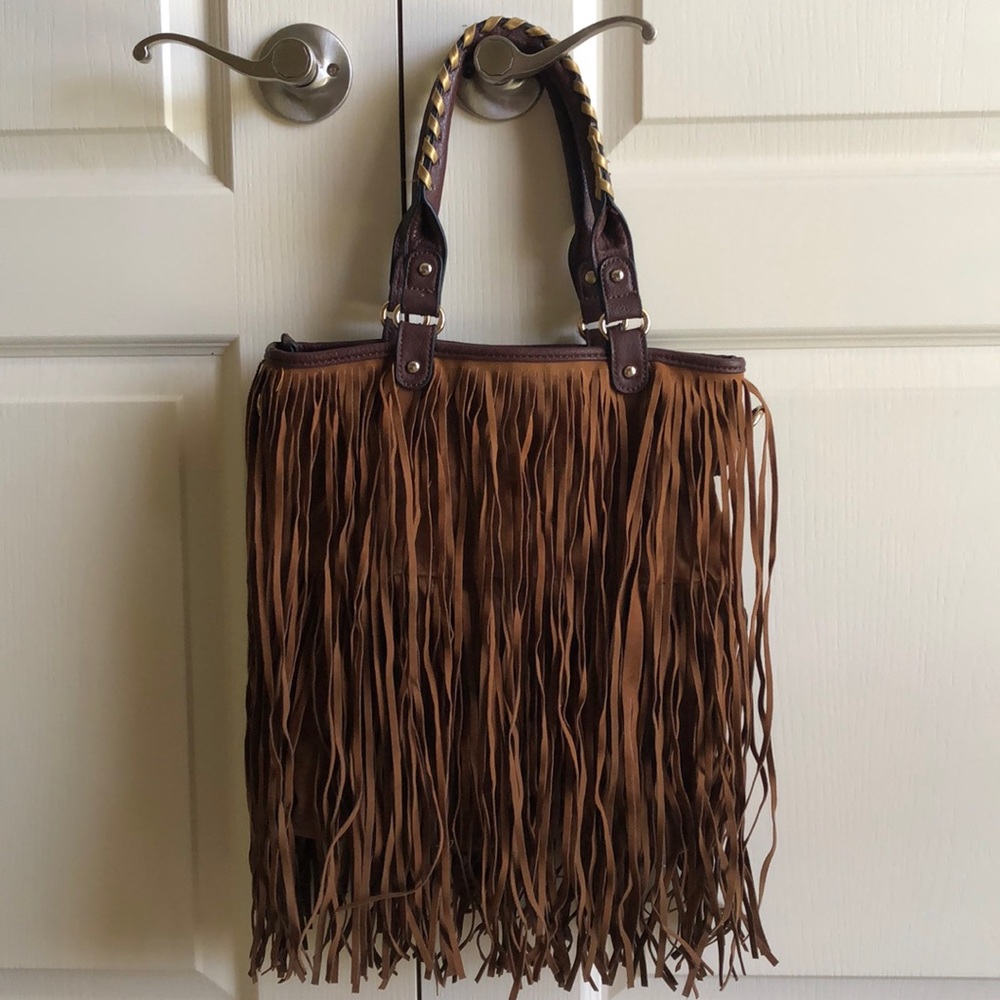 Brown fringe purse